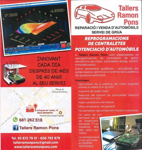 A Tallers Ramon Pons som especialistes en reprogramacions de centraletes de gestió electrònica del motor, centraletes airbag, confort,immobilitzadors ...